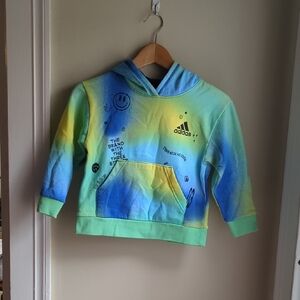 Adidas Kids Blue and Green Hoodie